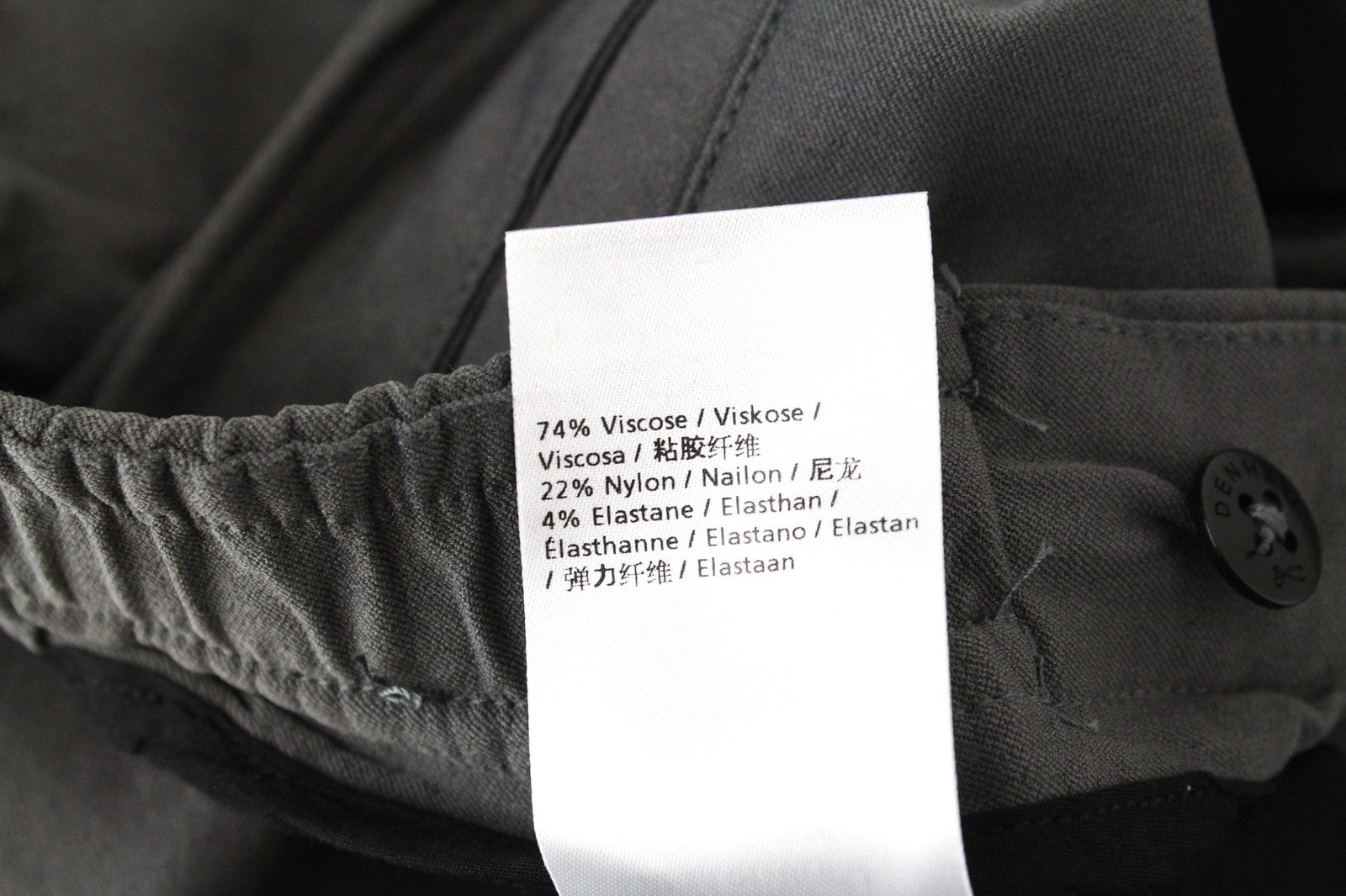 DENHAM Preston Women's S Trousers Grey Zip Chino Classic Stretch Fit