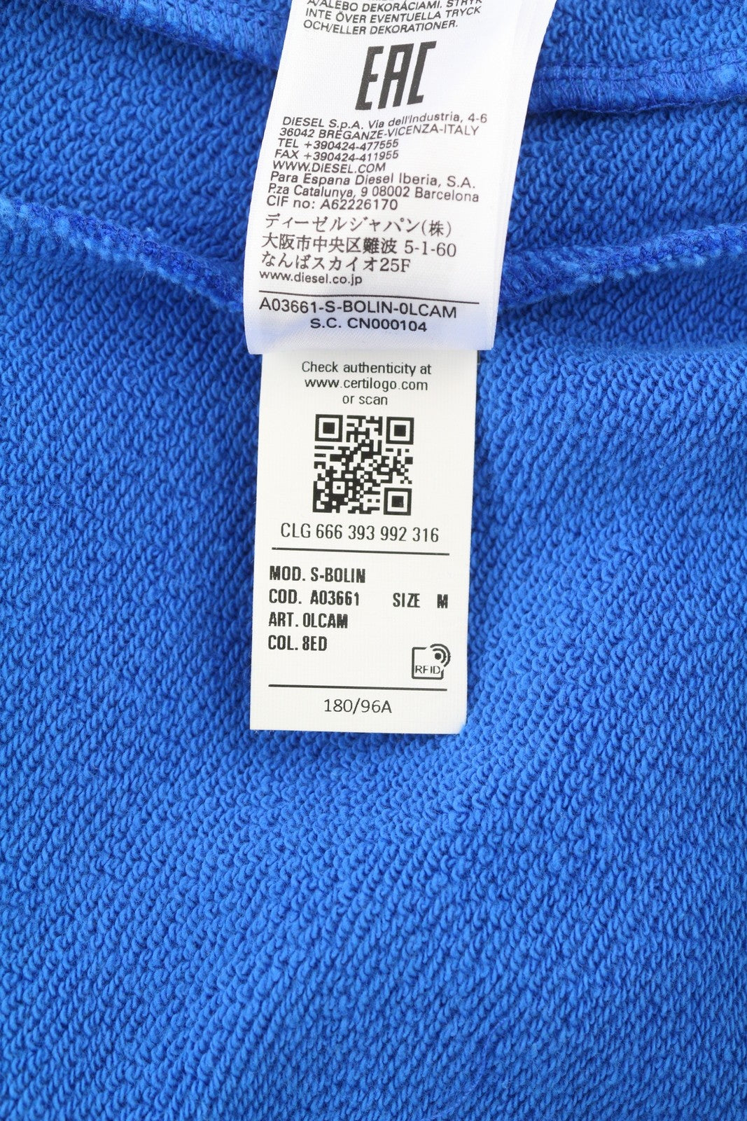 DIESEL S-Bolin vyriškas džemperis M, mėlynas, trumpomis rankovėmis, polo marškinėliai su spaudėmis, rekomenduojama kaina – 175 € 
