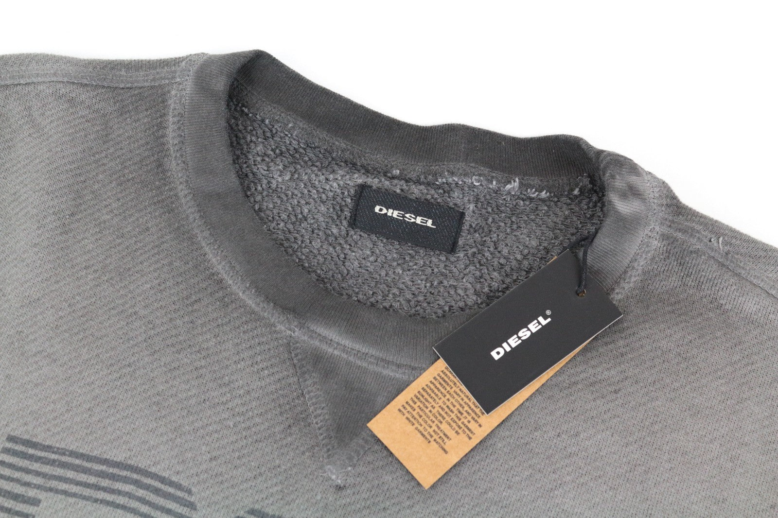 DIESEL S-Joe vyriškas M dydžio džemperis pilkas apvalios kaklo iškirptės megztinis su logotipu ir laisvalaikio stiliaus džemperis 