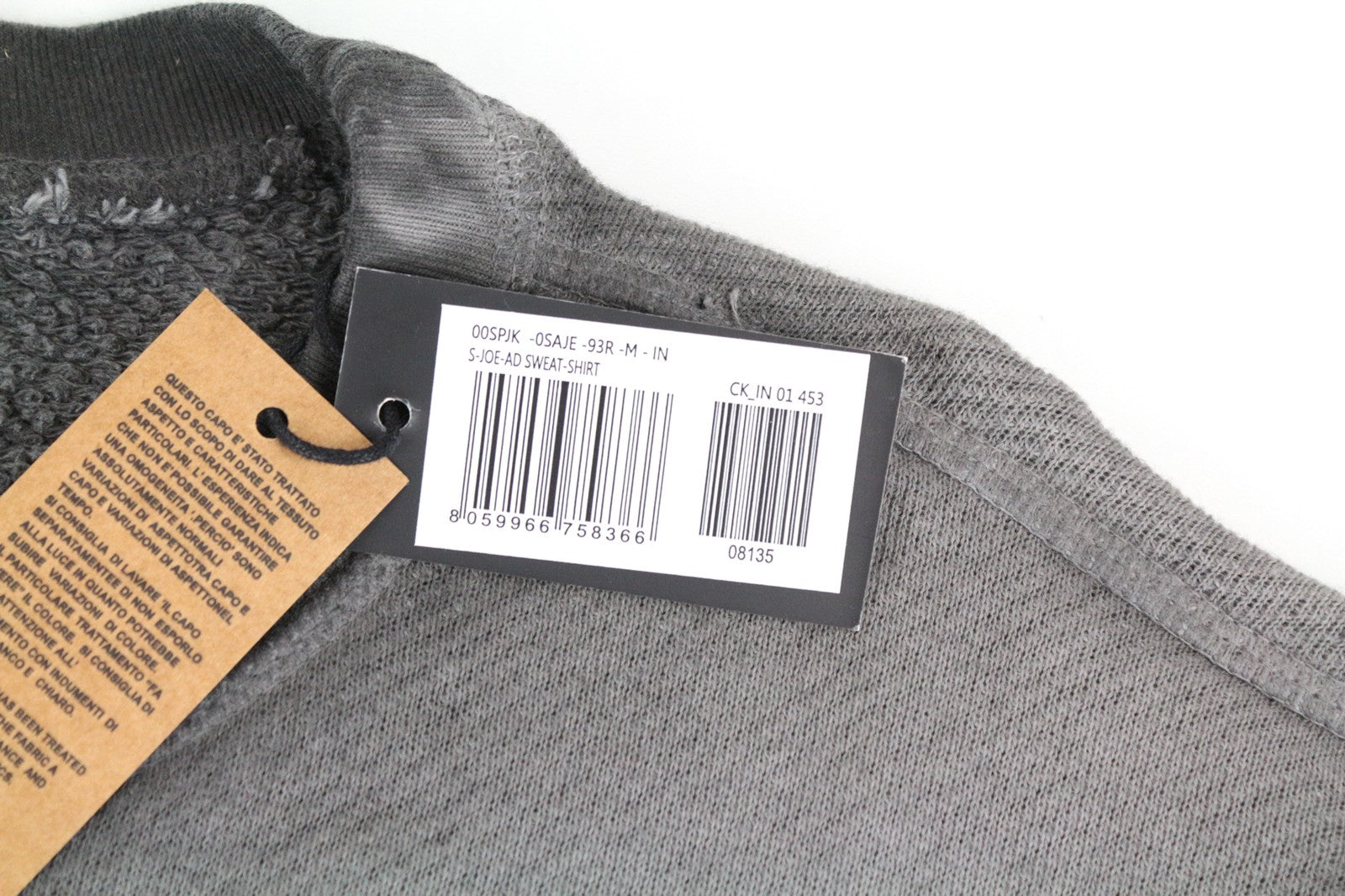 DIESEL S-Joe vyriškas M dydžio džemperis pilkas apvalios kaklo iškirptės megztinis su logotipu ir laisvalaikio stiliaus džemperis 