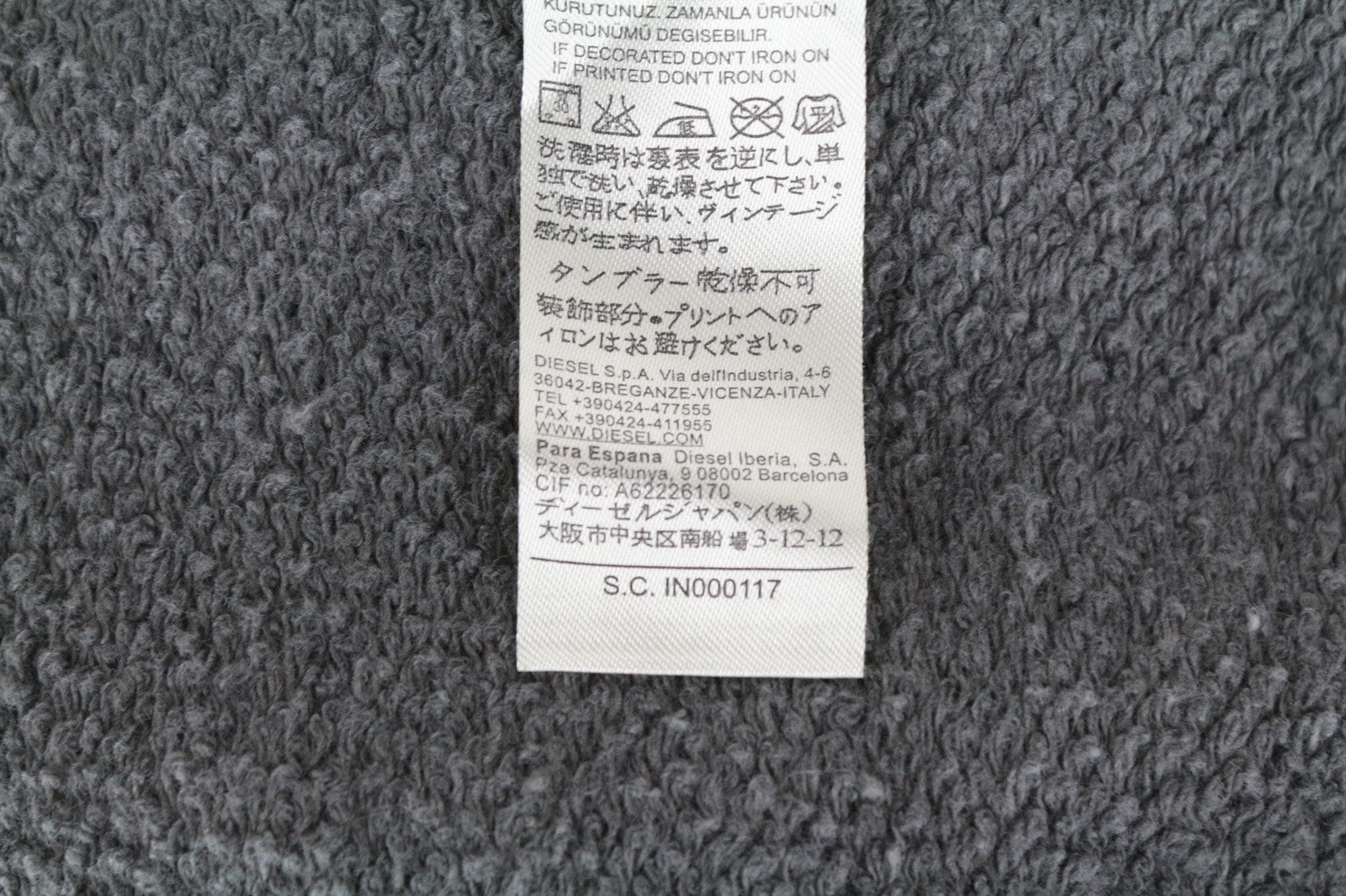 DIESEL S-Joe vyriškas M dydžio džemperis pilkas apvalios kaklo iškirptės megztinis su logotipu ir laisvalaikio stiliaus džemperis 