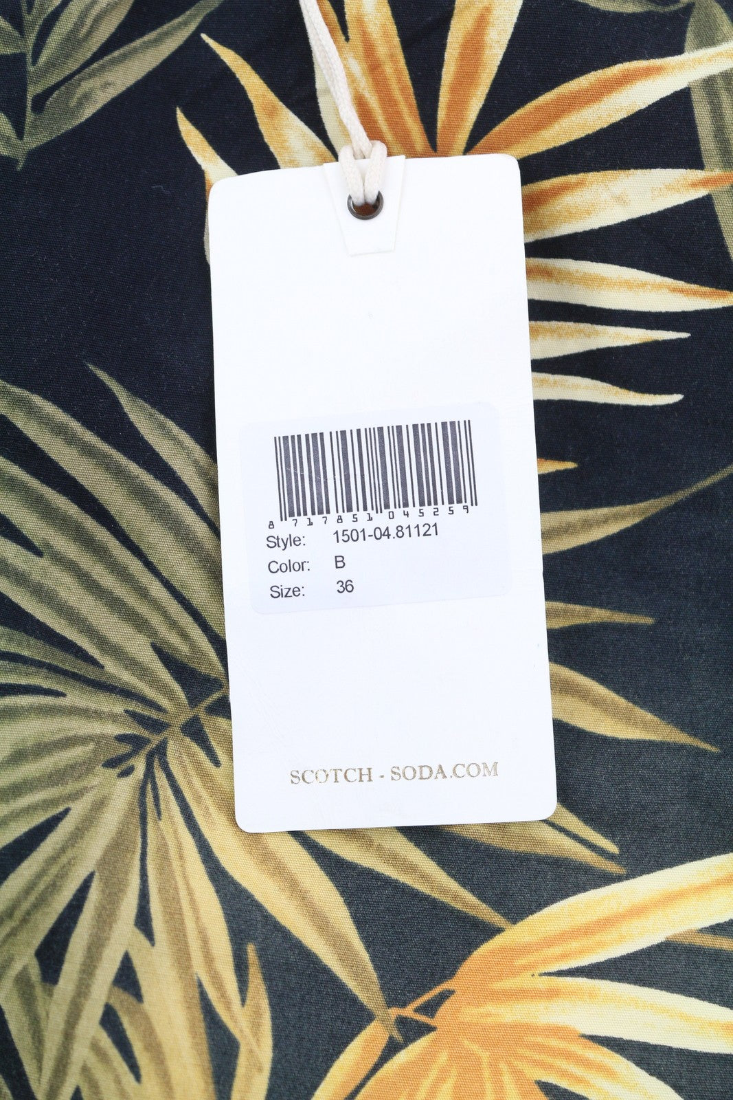 SCOTCH & SODA Men Shorts W36 Chino Dark Leafs Patterned Zip Fly Logo Casual