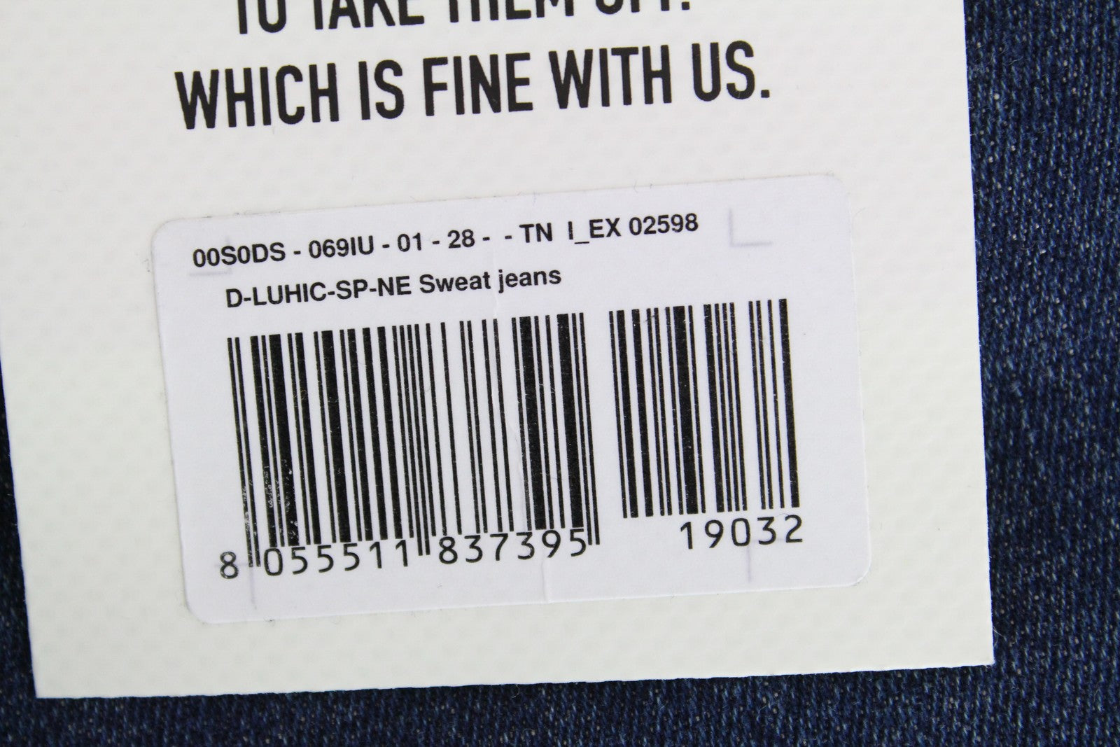 DIESEL D-Luhic-SP-NE 069IU vyriški W28 Jogg džinsai su siaurėjančia kontrastinga sportine detale 