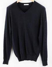 „SUITSUPPLY“ vyriškas merino vilnos megztinis su V formos iškirpte, tamsiai mėlynas, lengvas megztinis 