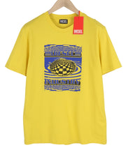 DIESEL T-Diegor-K50 Mens T-Shirt 2XL Yellow Short Sleeve Crew Neck Tricot