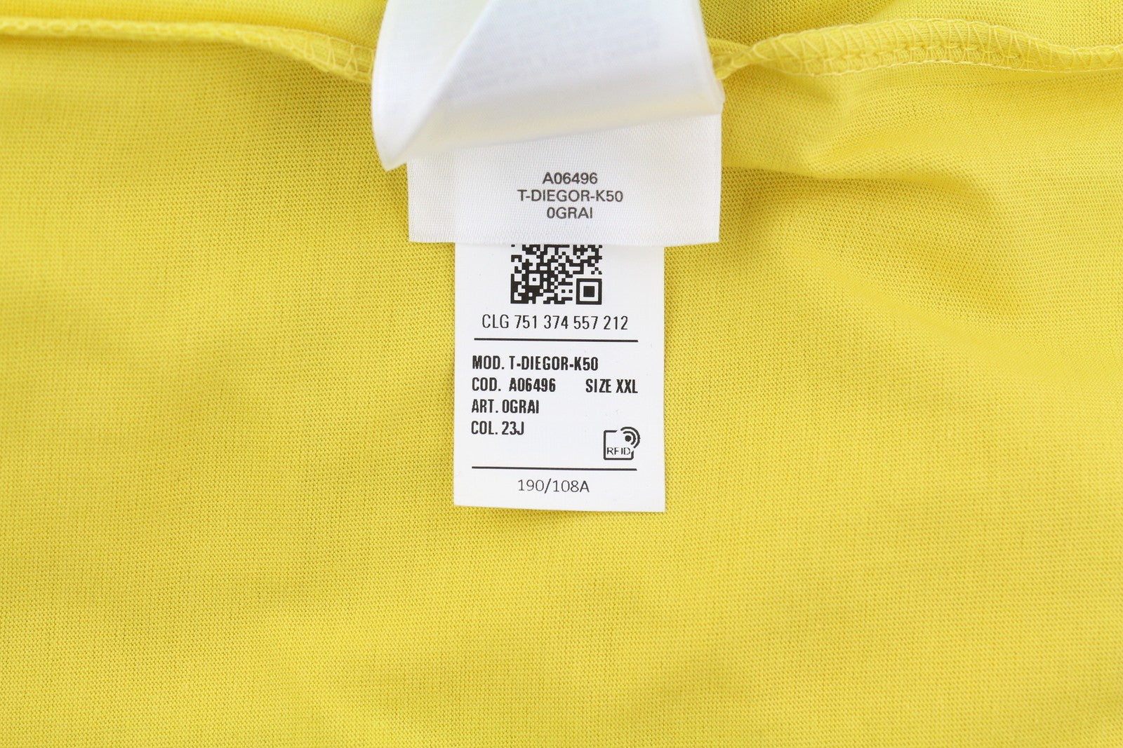 DIESEL T-Diegor-K50 Mens T-Shirt 2XL Yellow Short Sleeve Crew Neck Tricot