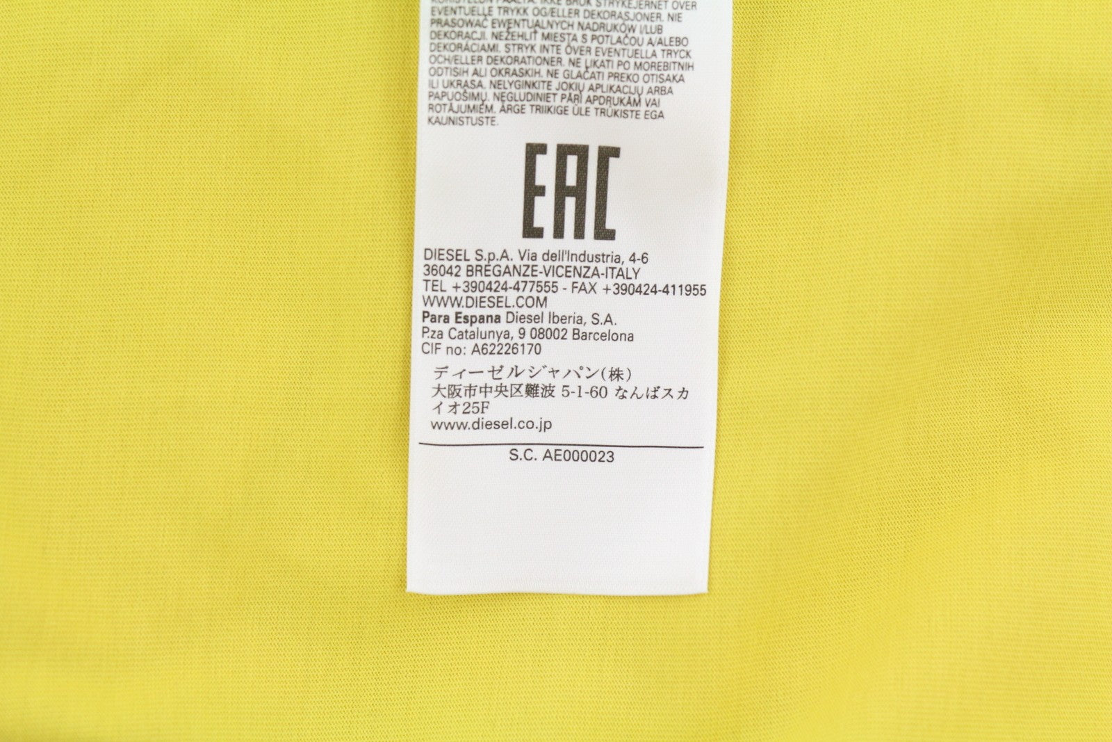 DIESEL T-Diegor-K50 Mens T-Shirt XL Yellow Short Sleeve Crew Neck Tricot