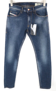 DIESEL Thommer 083AD vyriški W26/L32 mėlyni, aptempti, išblukinto kirpimo džinsai 