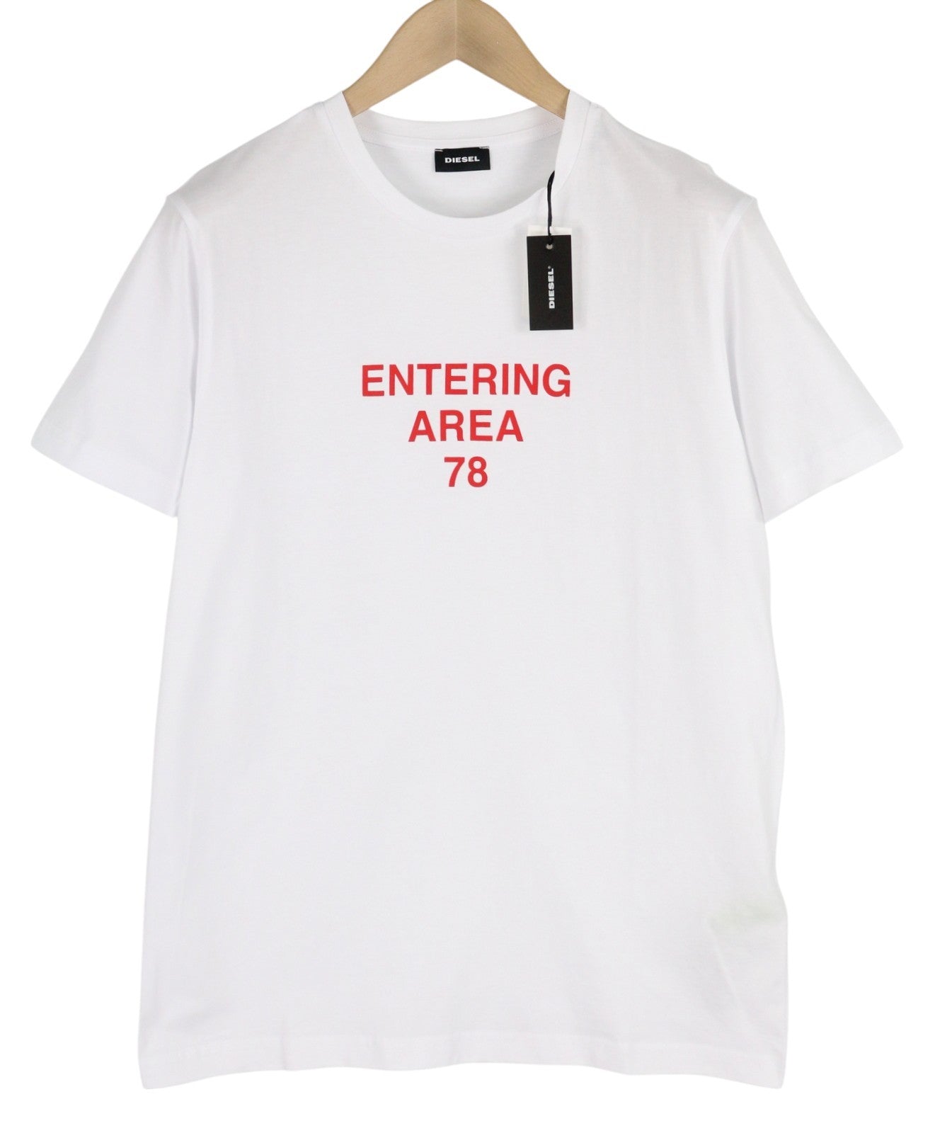 DIESEL T-Diegos-K25 Men T-Shirt L White Short Sleeve Crew Collar Tricot