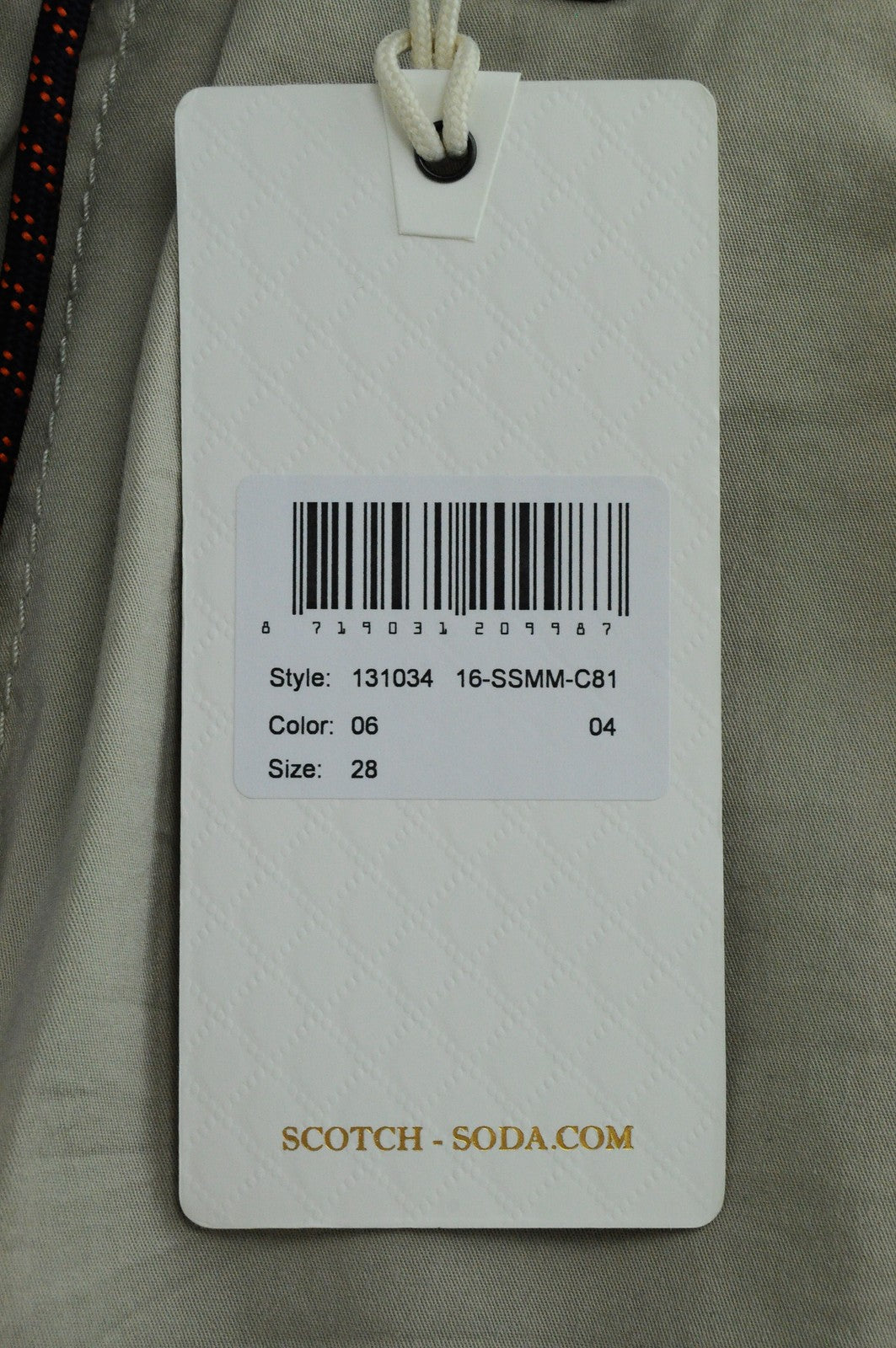 SCOTCH &amp; SODA Couture W28 pilki vyriški krovininiai šortai su keliomis kišenėmis ir tampriais gobtuvais 