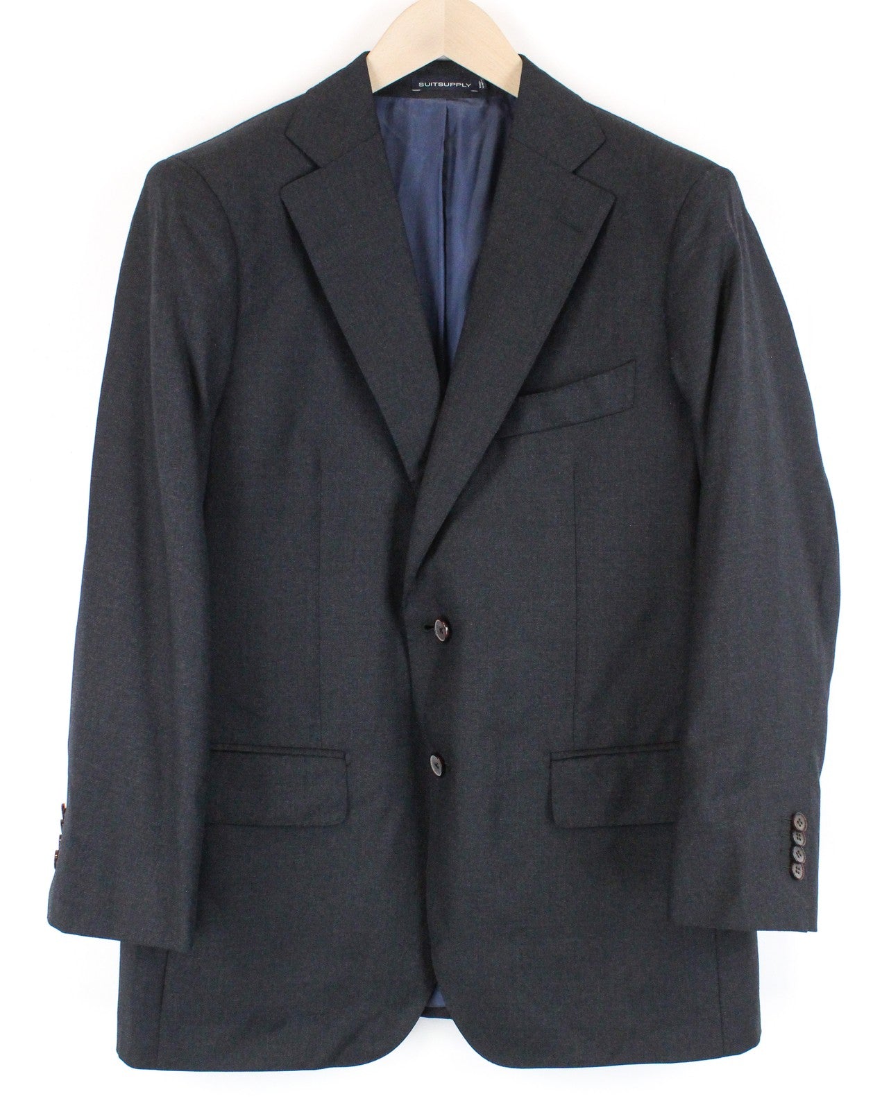 SUITSUPPLY Lazio Grey UK44S Wool Blazer Super  Lined Slim Mens Buttons