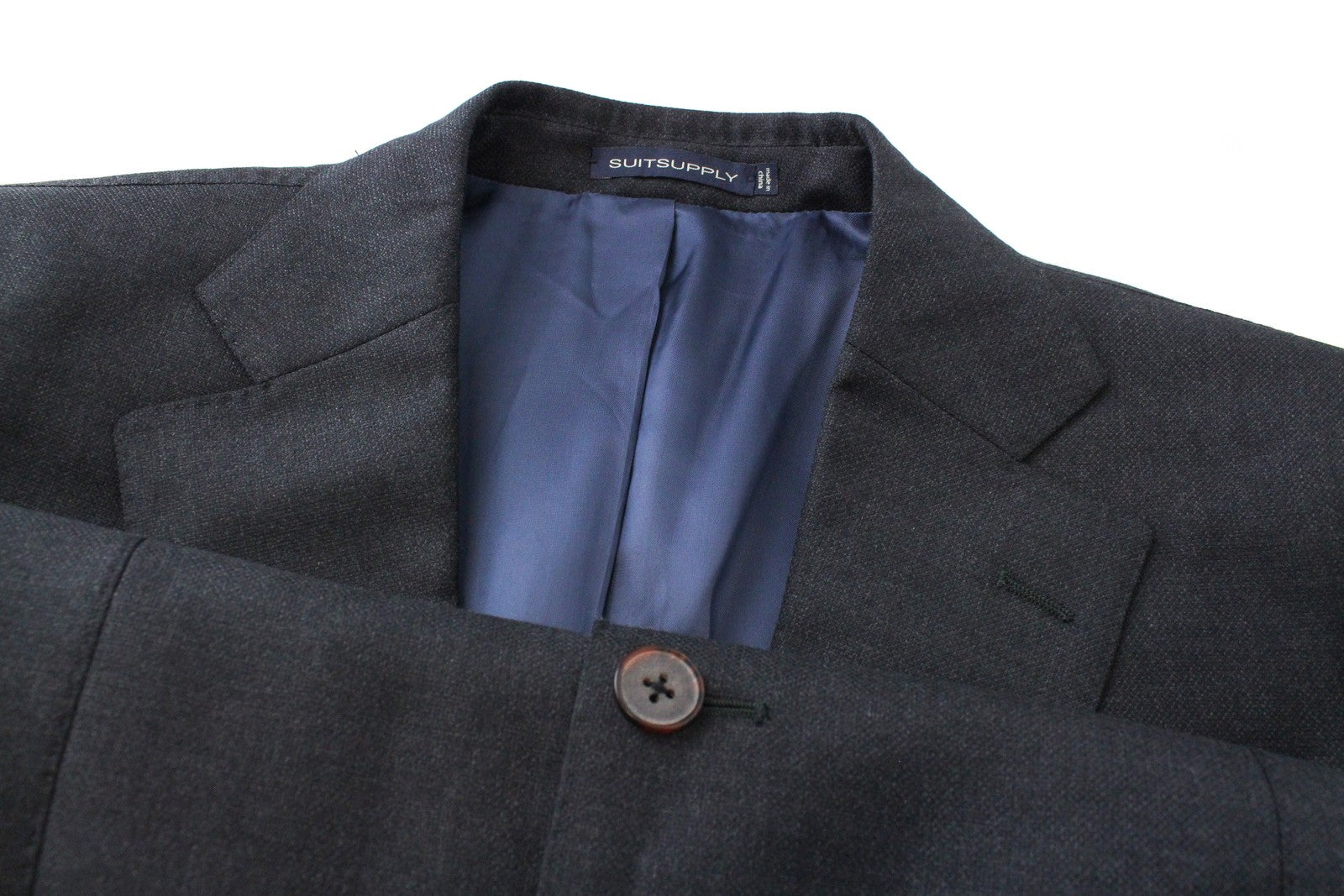SUITSUPPLY Lazio Grey UK44S Wool Blazer Super  Lined Slim Mens Buttons