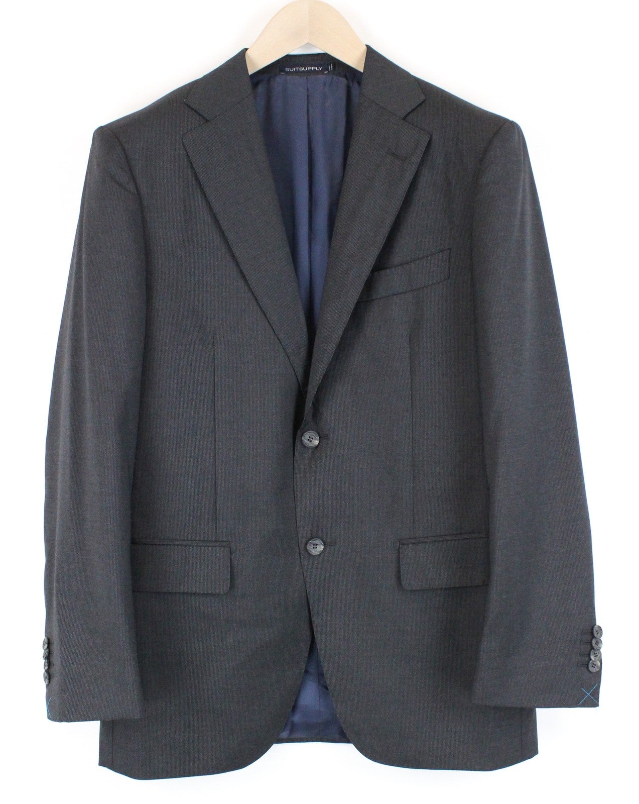 SUITSUPPLY Napoli Mens Grey Super  Wool Blazer UK38R Pinstripe Buttons