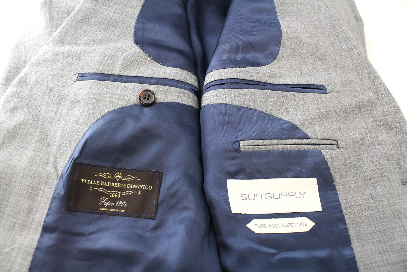 SUITSUPPLY Lazio Blazer UK46S Grey  Wool Super 120 Lined Classic