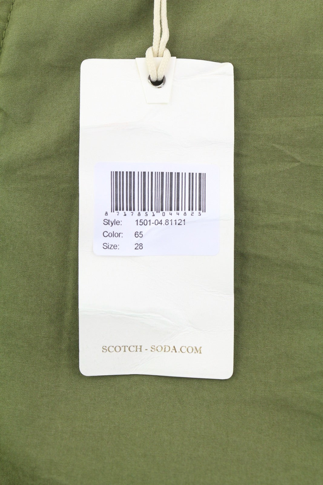 SCOTCH &amp; SODA vyriški šortai W28 Chino, žali, užtrauktuku, 5 kišenėmis, laisvalaikio logotipu 