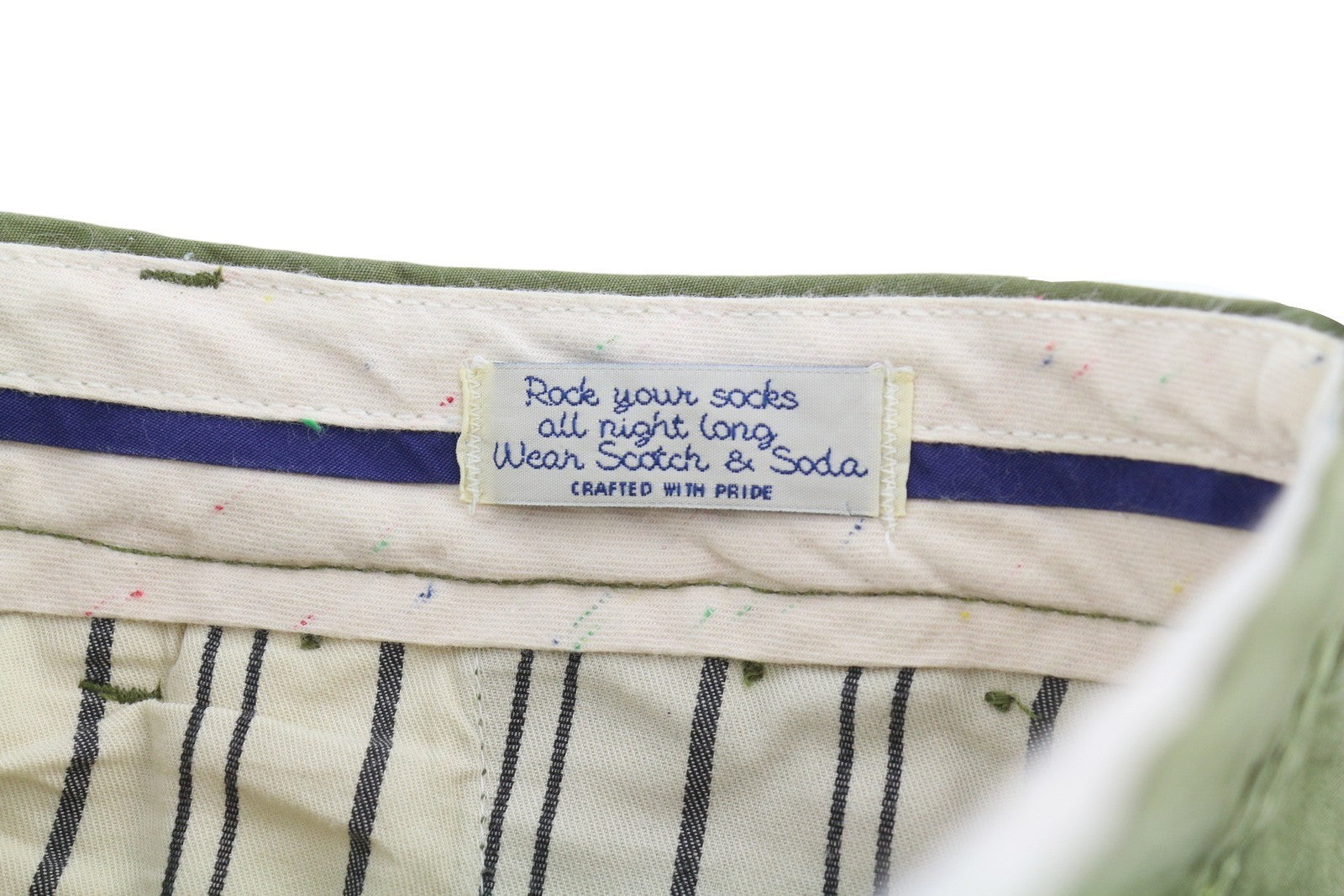 SCOTCH &amp; SODA vyriški šortai W28 Chino, žali, užtrauktuku, 5 kišenėmis, laisvalaikio logotipu 