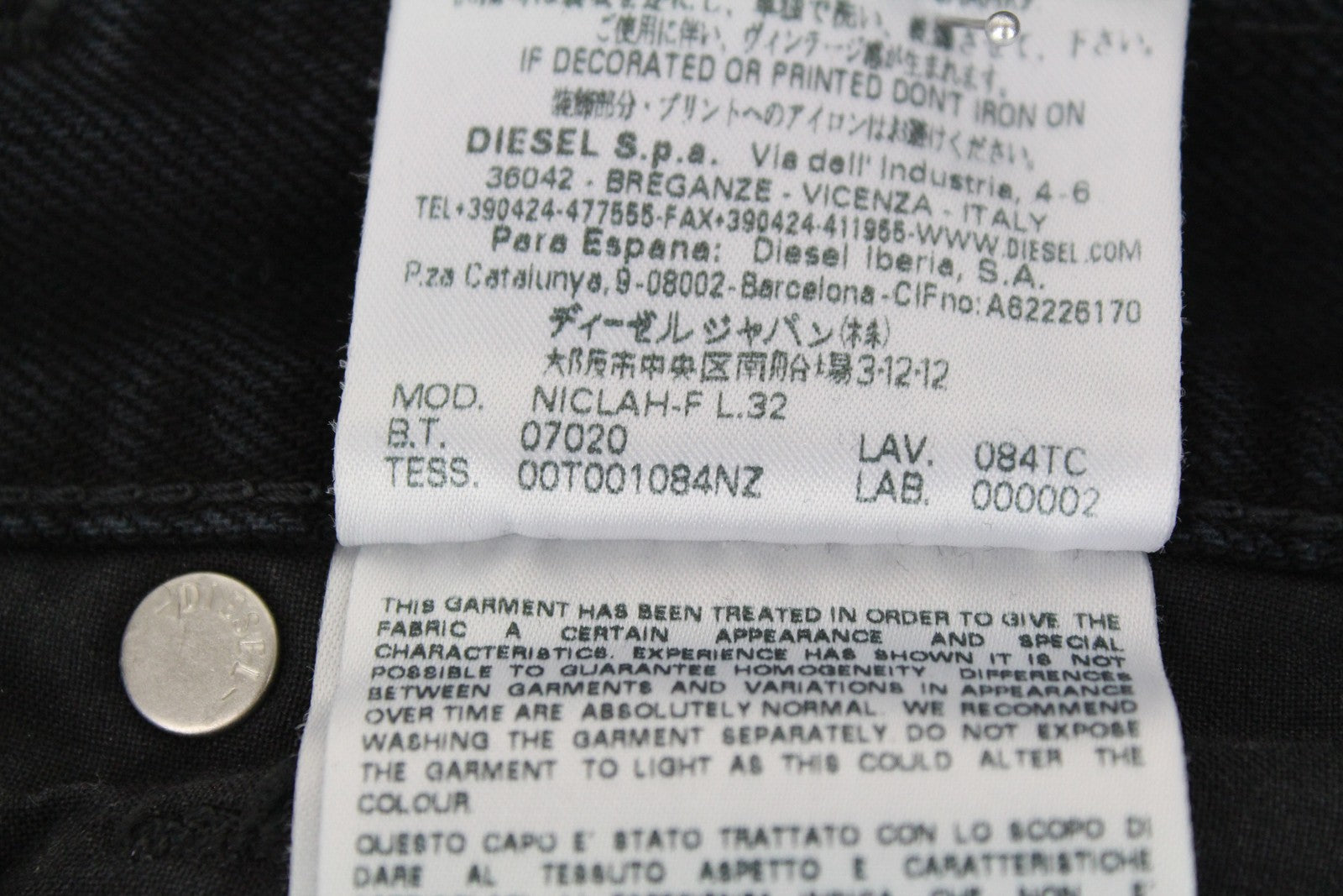 DIESEL Niclah-F 084TC Women's W25/L32 Straight Distressed High Waist Jeans