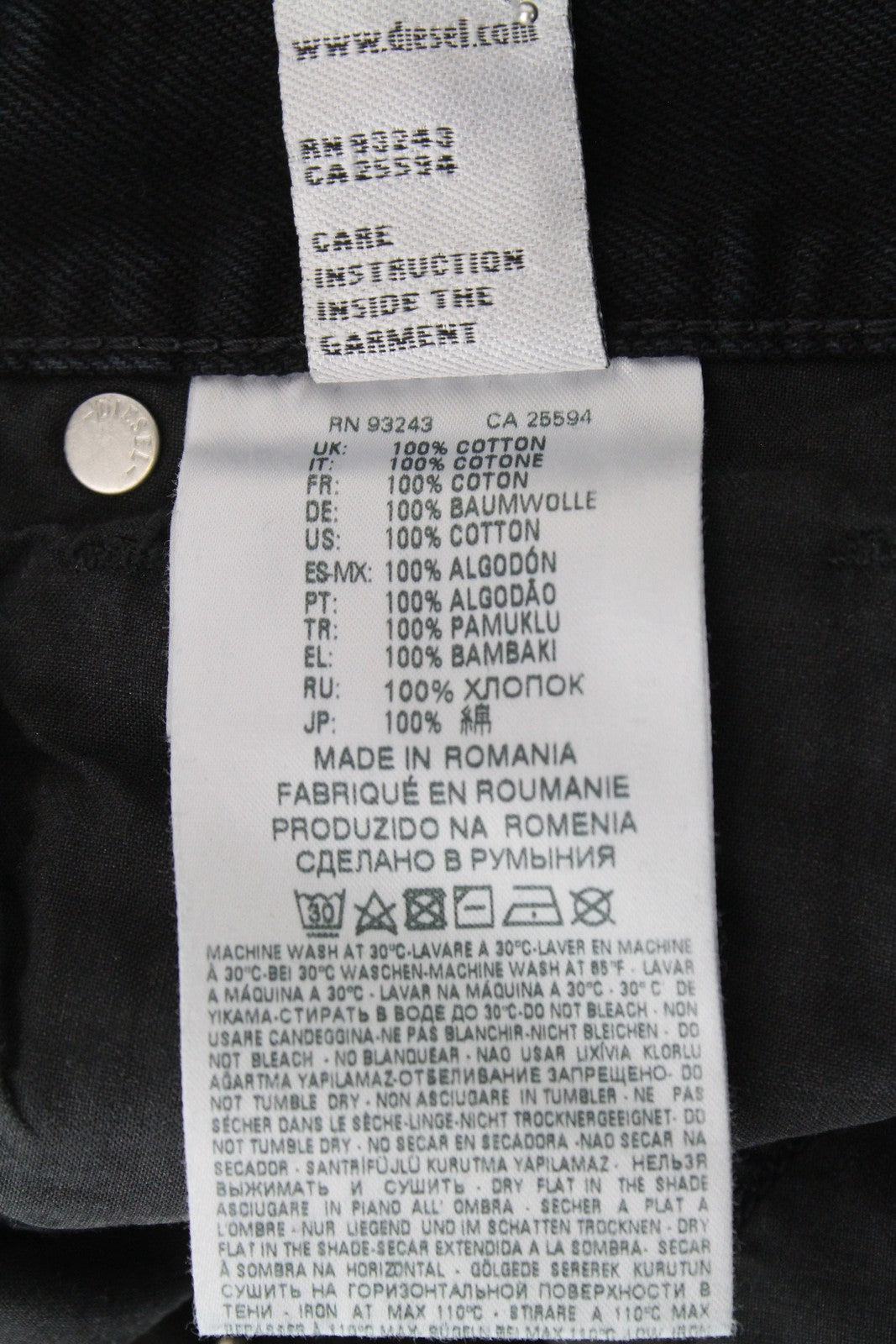 DIESEL Niclah-F 084TC Women's W25/L32 Straight Distressed High Waist Jeans