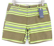 SCOTCH & SODA W32 Striped Green Chino Shorts  Pattern Mens