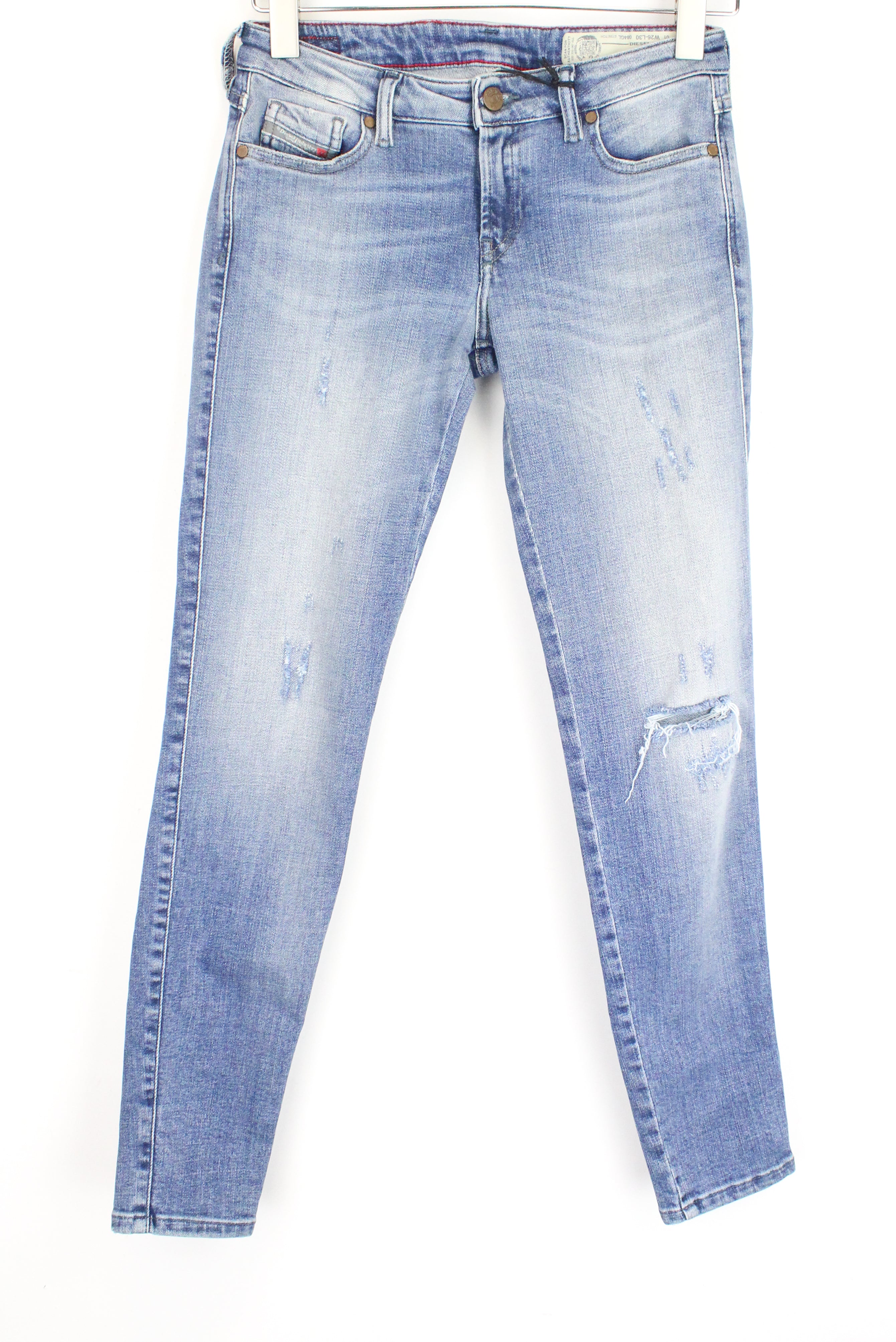 DIESEL Gracey 084GL Women's W26/L30 Skinny Distressed Low Waist Slim Jeans