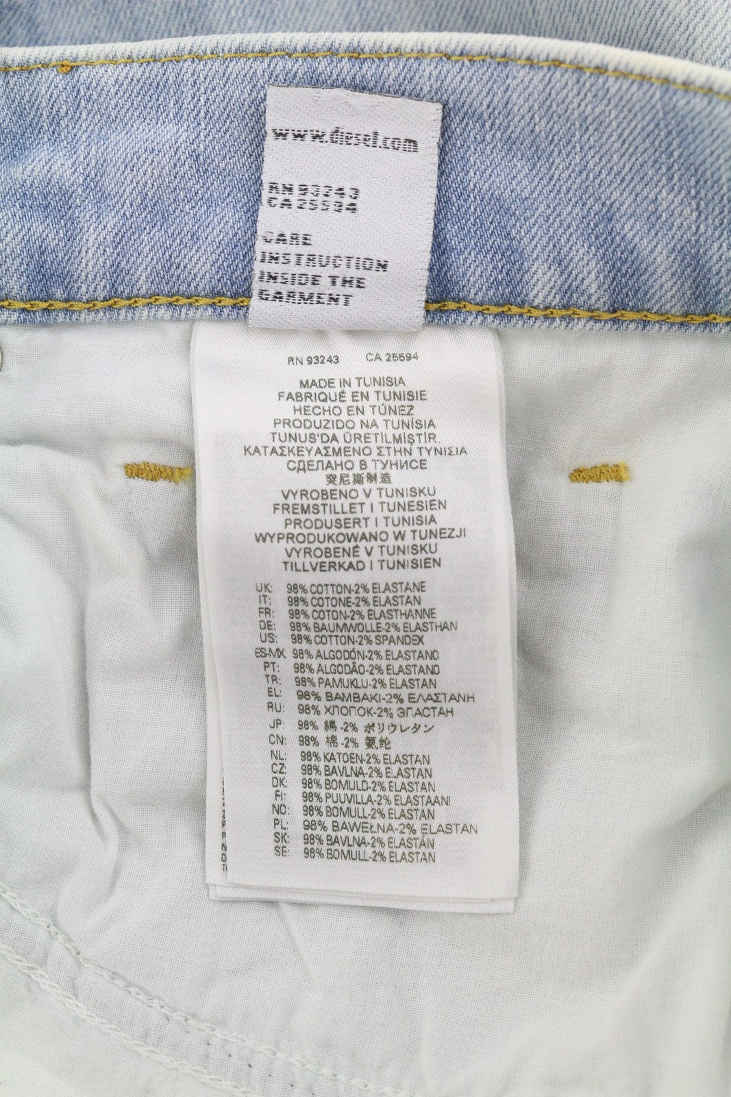 DIESEL 2019 D-Strukt 0GDAM vyriški džinsai W31/L34 Slim vidutinio juosmens, skalbtos mėlynos spalvos 