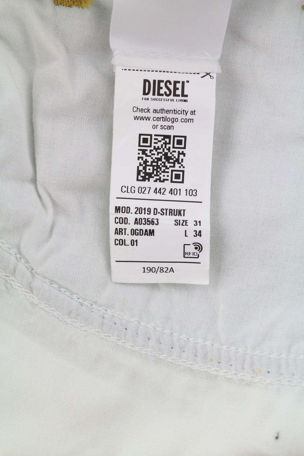 DIESEL 2019 D-Strukt 0GDAM vyriški džinsai W31/L34 Slim vidutinio juosmens, skalbtos mėlynos spalvos 