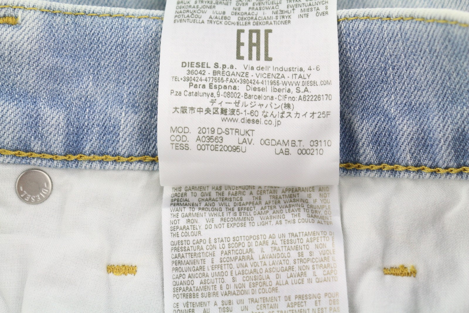 DIESEL 2019 D-Strukt 0GDAM vyriški džinsai W30/L34 Slim vidutinio juosmens, skalbti 