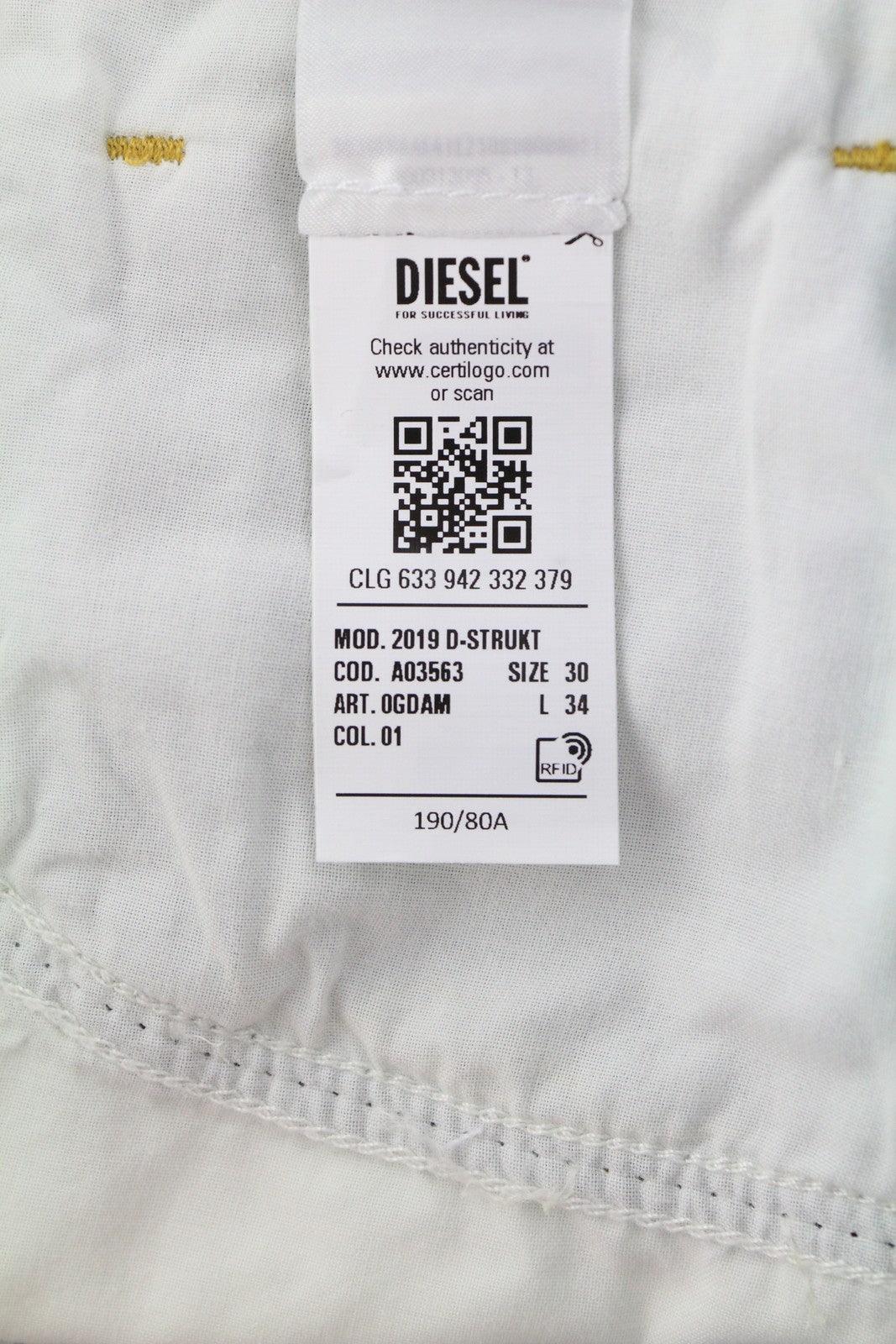 DIESEL 2019 D-Strukt 0GDAM vyriški džinsai W30/L34 Slim vidutinio juosmens, skalbti 