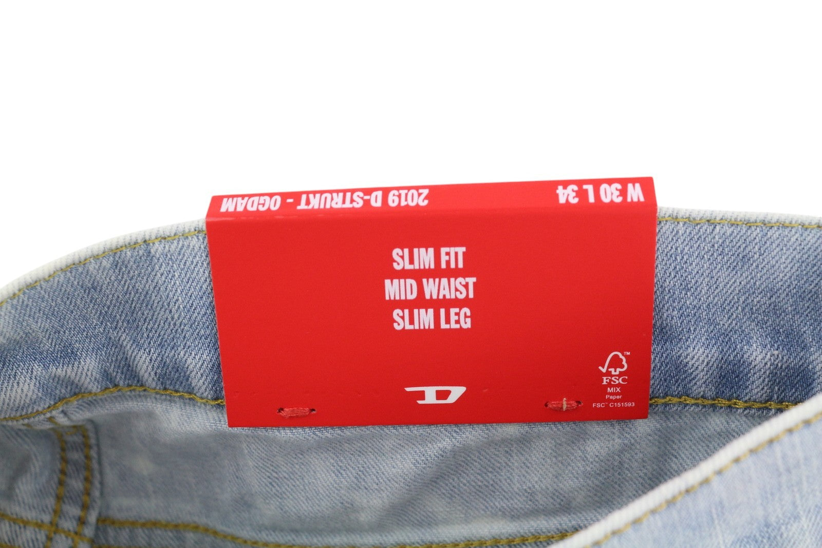 DIESEL 2019 D-Strukt 0GDAM vyriški džinsai W30/L34 Slim vidutinio juosmens, skalbti 