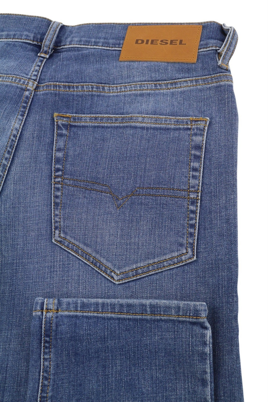 DIESEL D-Luster 009ZR vyriški džinsai W30/L30 Slim Stretch, su sagomis, skalbtos mėlynos spalvos 