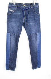 DIESEL D-Luhic-SP-NE 069IU vyriški W32 siaurėjantys sportiniai džinsai su kontrastingomis detalėmis 