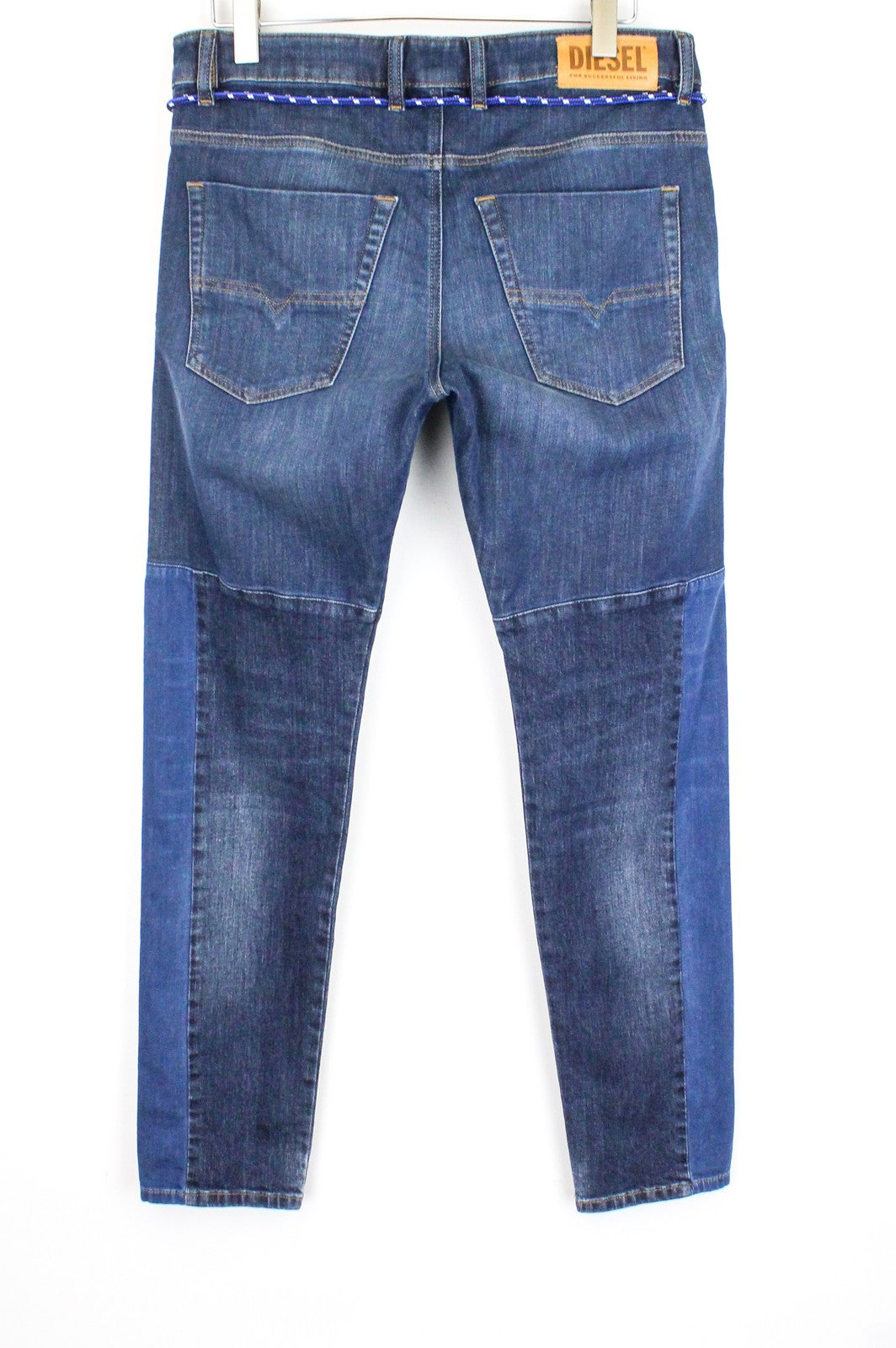 DIESEL D-Luhic-SP-NE 069IU vyriški W32 siaurėjantys sportiniai džinsai su kontrastingomis detalėmis 