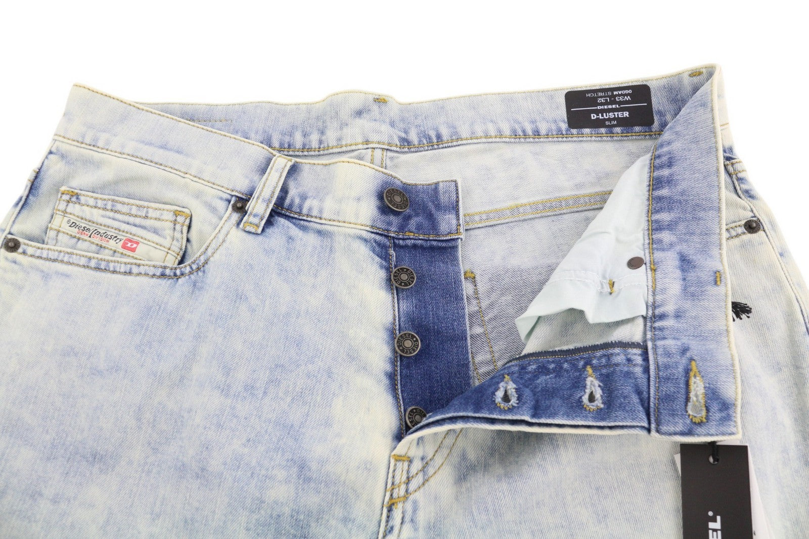 DIESEL D-Luster 0GDAM Mens Jeans W33/L32 Slim  Stretch Buttoned Washed Blue