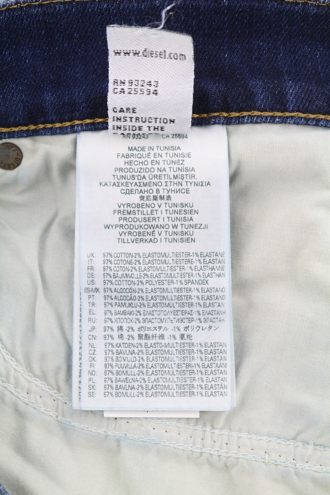 DIESEL D-Luster 009ML vyriški džinsai W30/L32 Slim Stretch su sagomis, mėlyni 