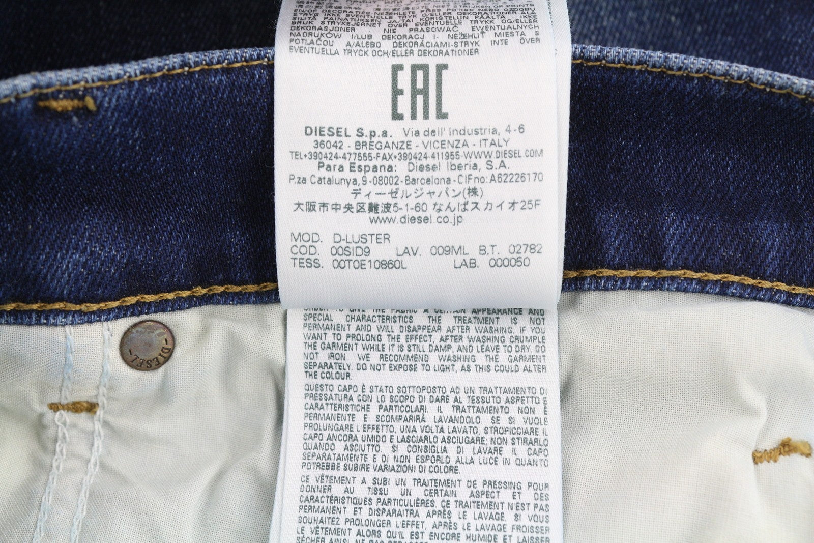 DIESEL D-Luster 009ML vyriški džinsai W30/L32 Slim Stretch su sagomis, mėlyni 