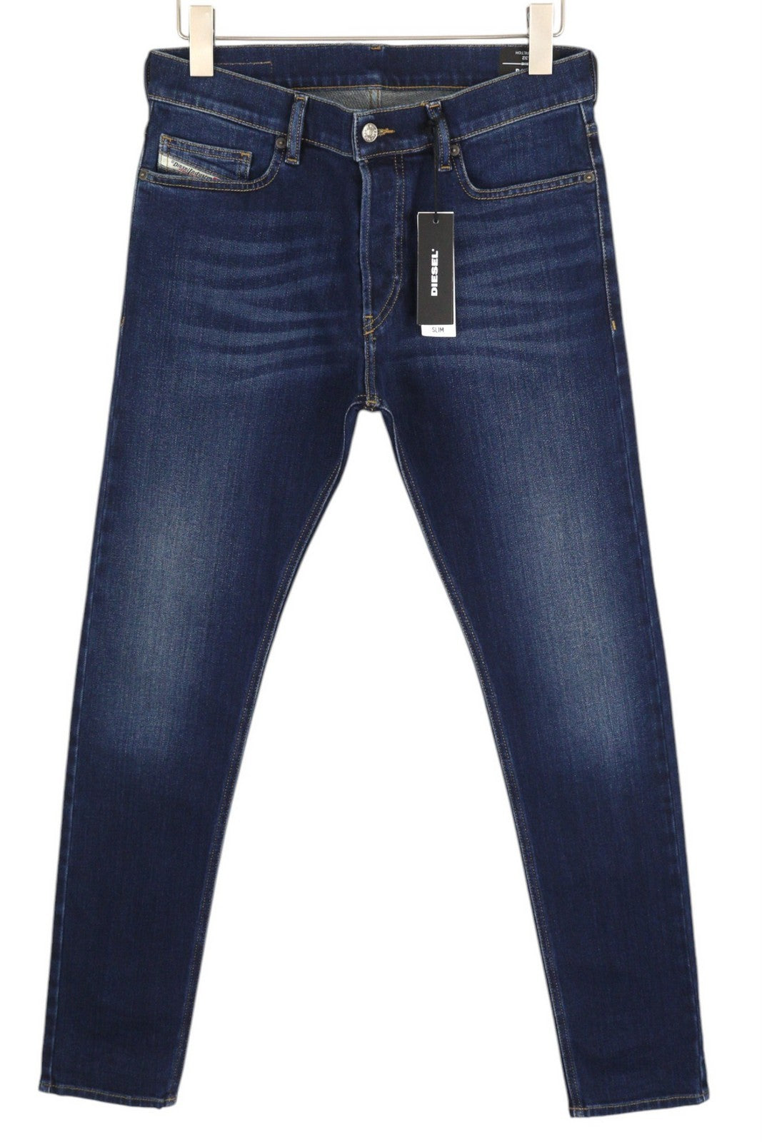 DIESEL D-Luster 009ML vyriški džinsai W30/L32 Slim Stretch su sagomis, mėlyni 