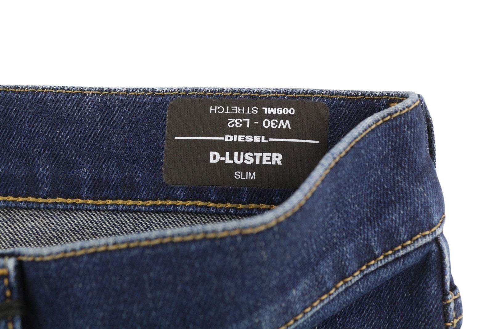 DIESEL D-Luster 009ML vyriški džinsai W30/L32 Slim Stretch su sagomis, mėlyni 