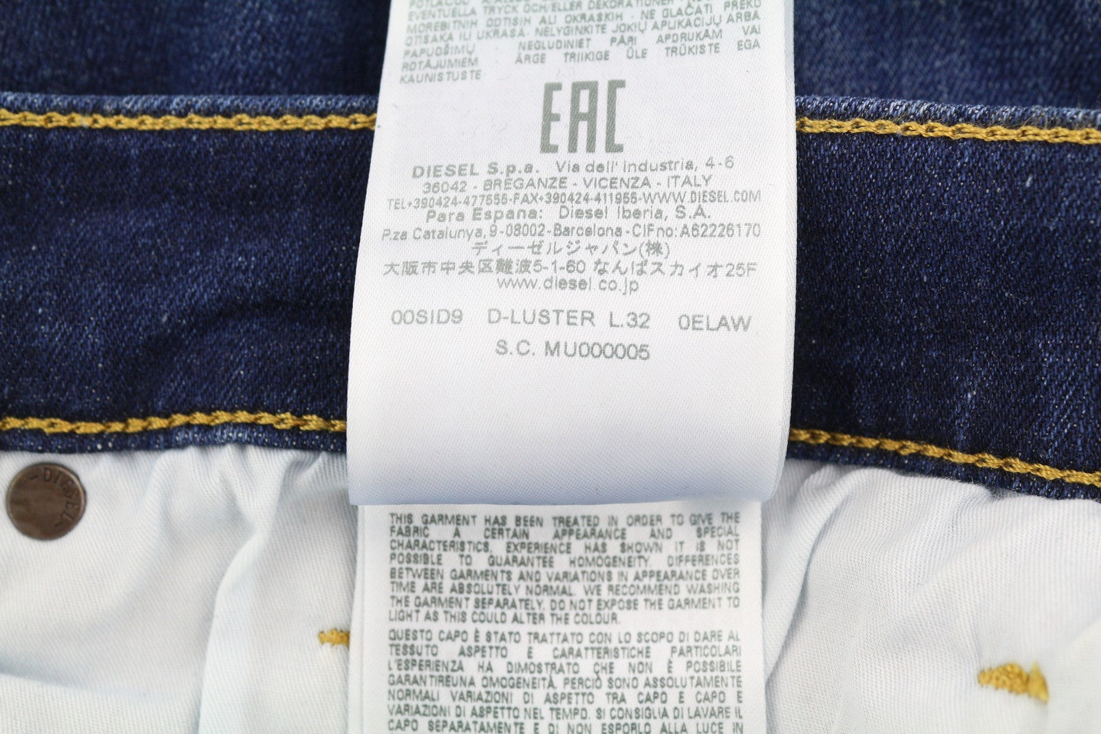 DIESEL D-Luster 0ELAW vyriški džinsai W32/L32 Slim su sagomis, skalbtos mėlynos spalvos 