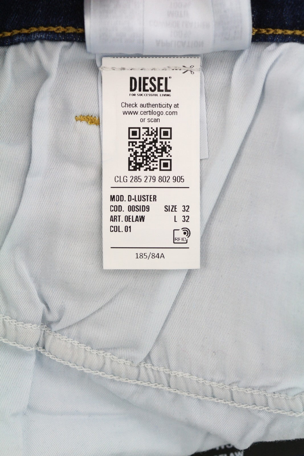 DIESEL D-Luster 0ELAW vyriški džinsai W32/L32 Slim su sagomis, skalbtos mėlynos spalvos 