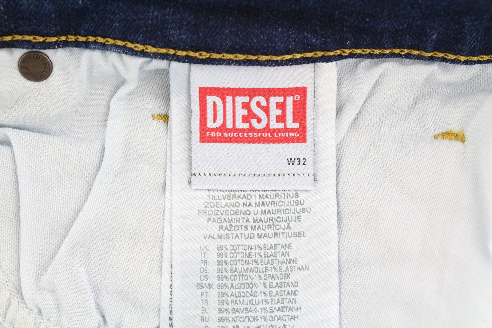 DIESEL D-Luster 0ELAW vyriški džinsai W32/L32 Slim su sagomis, skalbtos mėlynos spalvos 