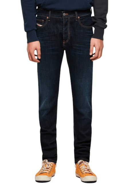 DIESEL D-Luster 009ZS vyriški džinsai W31/L32 Slim Stretch su sagomis, mėlyni 