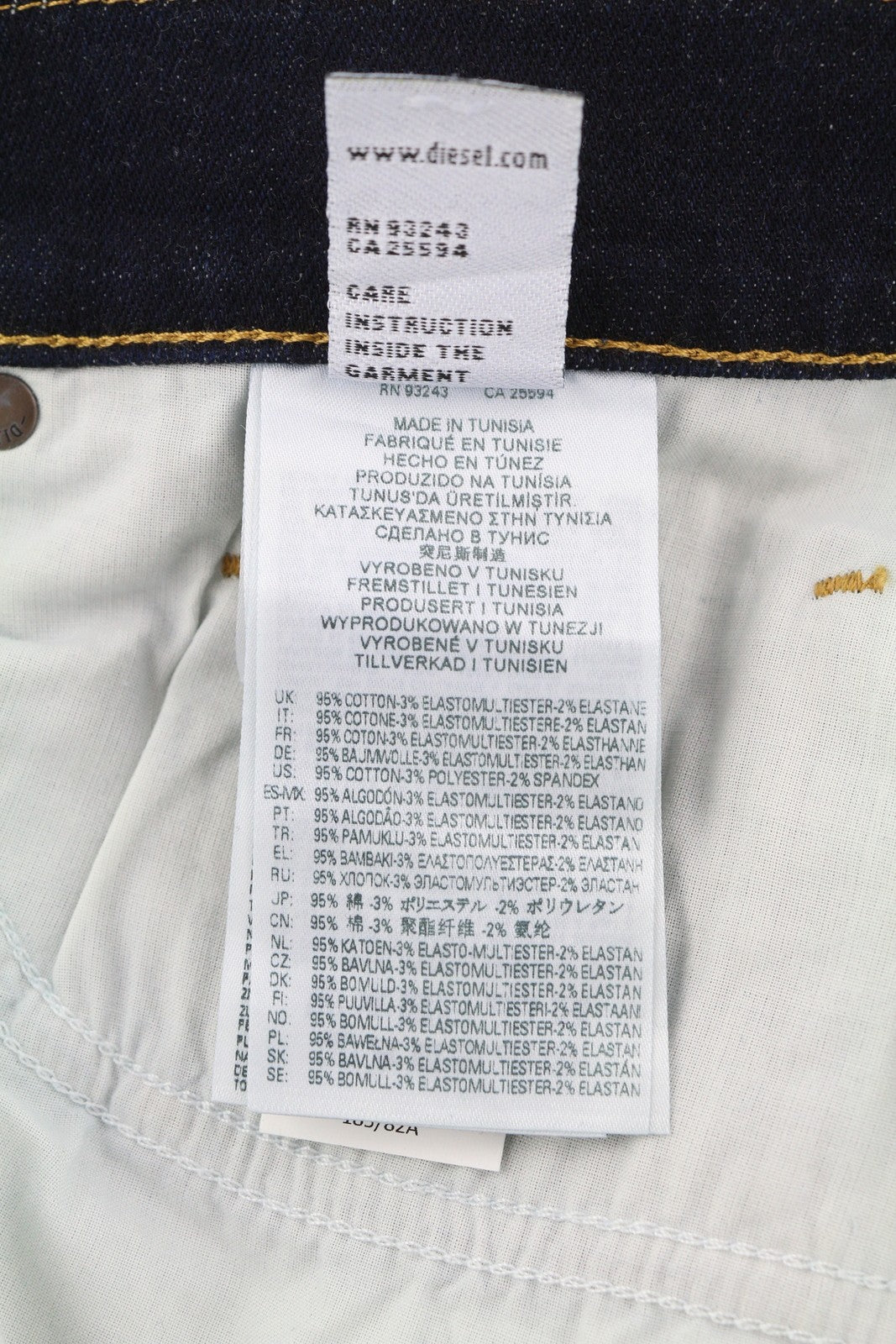 DIESEL D-Luster 009ZS vyriški džinsai W31/L32 Slim Stretch su sagomis, mėlyni 