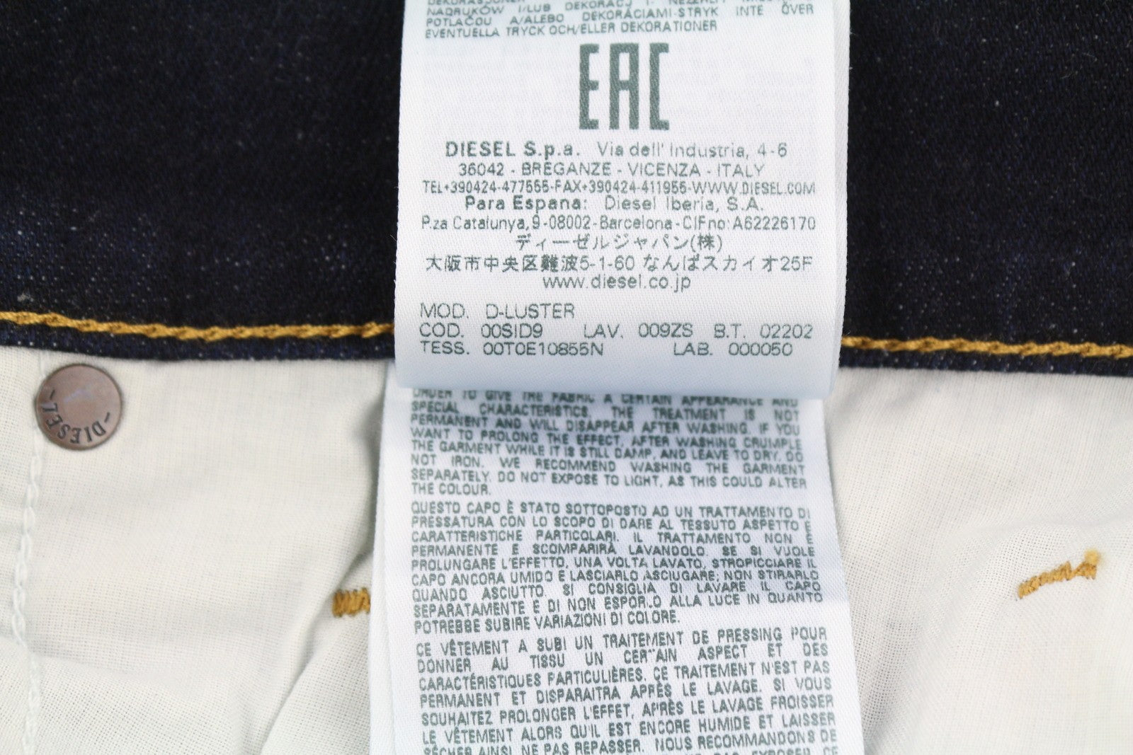 DIESEL D-Luster 009ZS vyriški džinsai W31/L32 Slim Stretch su sagomis, mėlyni 