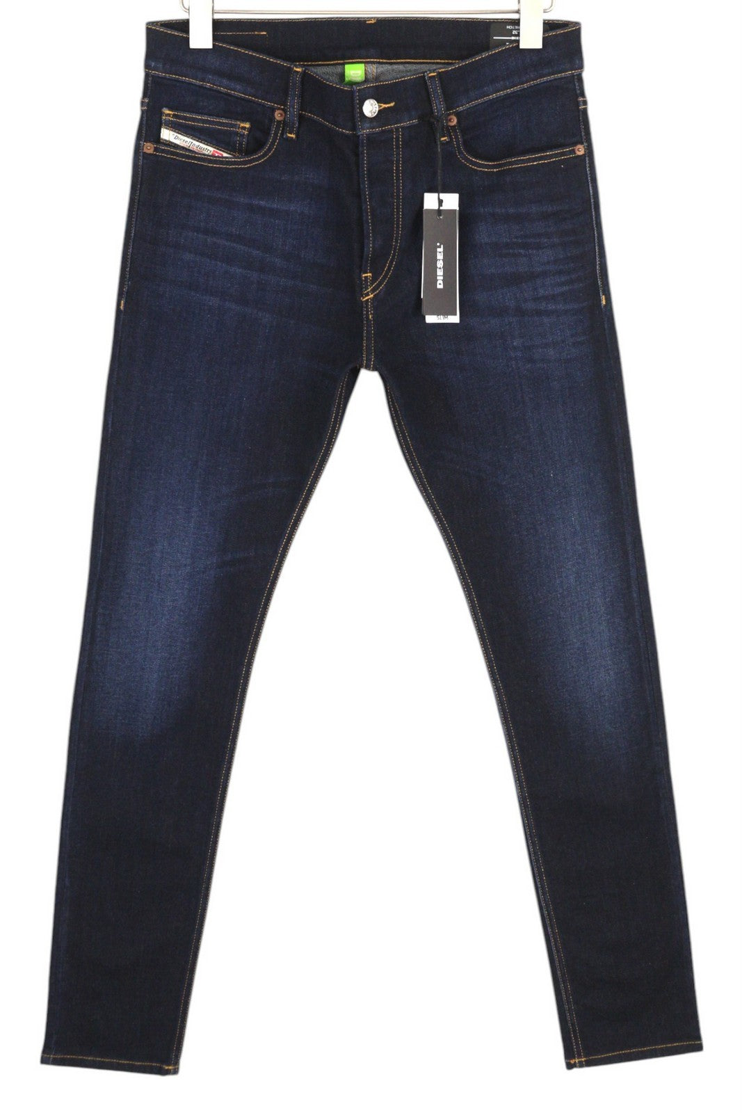 DIESEL D-Luster 009ZS vyriški džinsai W31/L32 Slim Stretch su sagomis, mėlyni 
