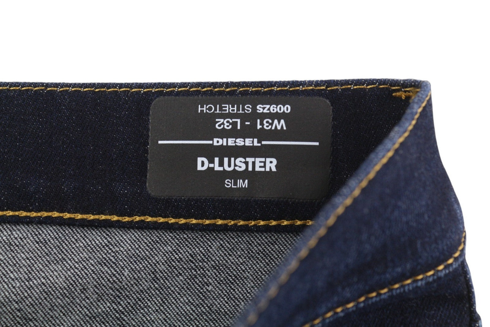 DIESEL D-Luster 009ZS vyriški džinsai W31/L32 Slim Stretch su sagomis, mėlyni 