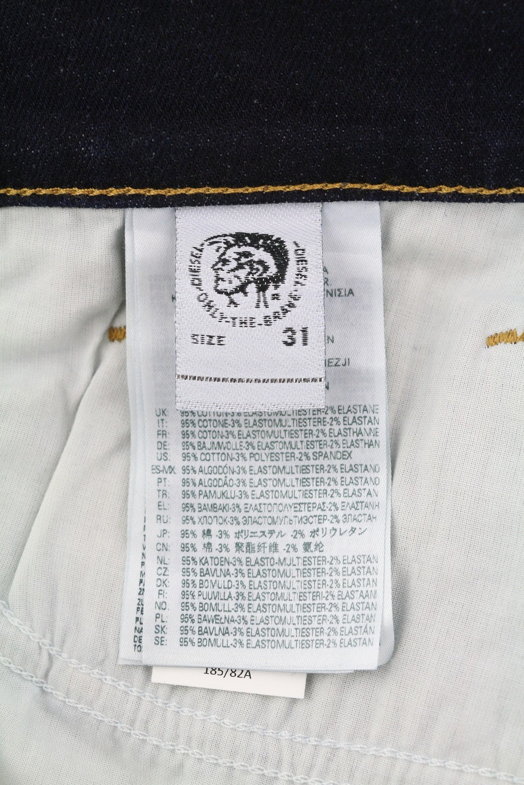 DIESEL D-Luster 009ZS vyriški džinsai W31/L32 Slim Stretch su sagomis, mėlyni 