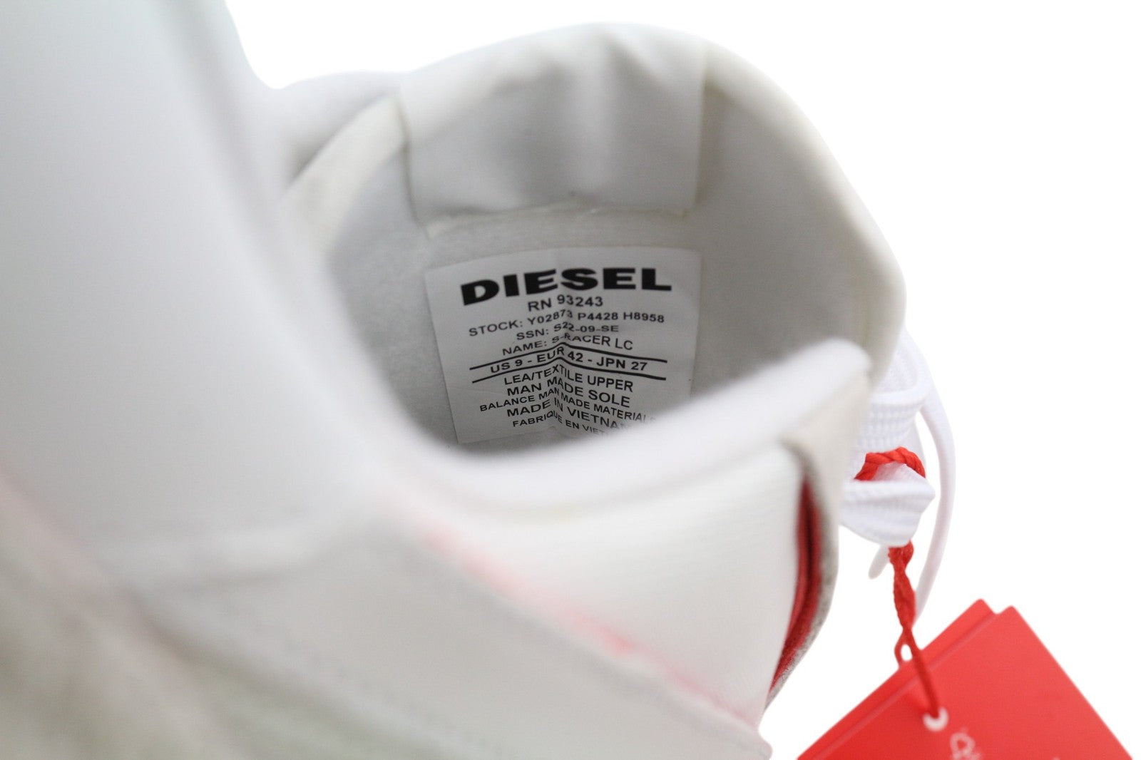 DIESEL S-Racer LC vyriški sportbačiai, šviesiai balti, odiniai, suvarstomi, EU42, RRP – 195 € 