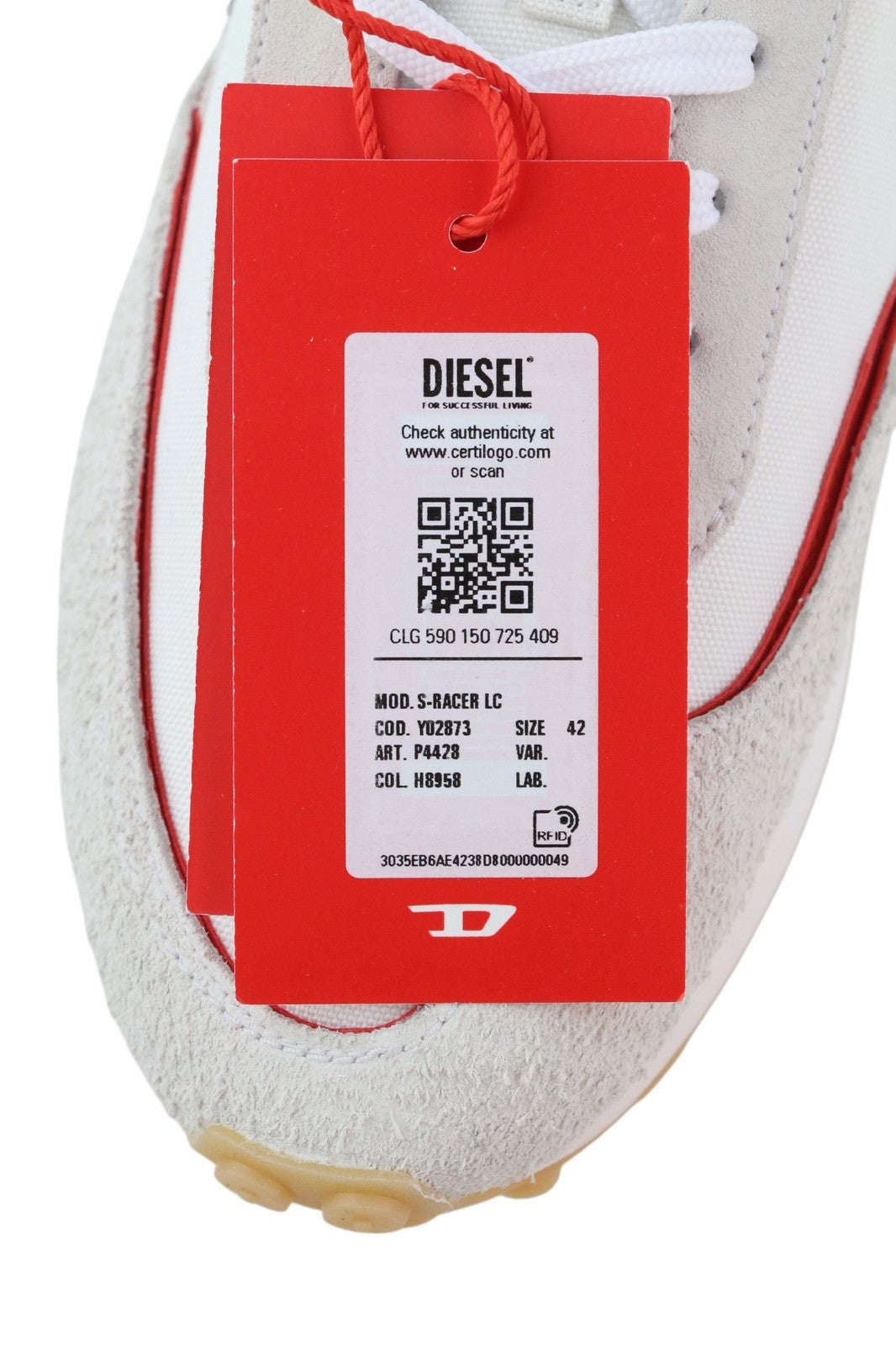 DIESEL S-Racer LC vyriški sportbačiai, šviesiai balti, odiniai, suvarstomi, EU42, RRP – 195 € 
