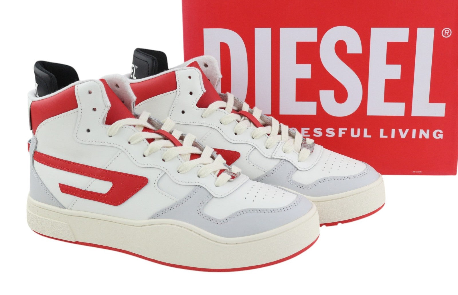 DIESEL S-Ukiyo Mid vyriški sportbačiai, šviesios karvės odos, 44,5 dydžio, RRP – 140 € 