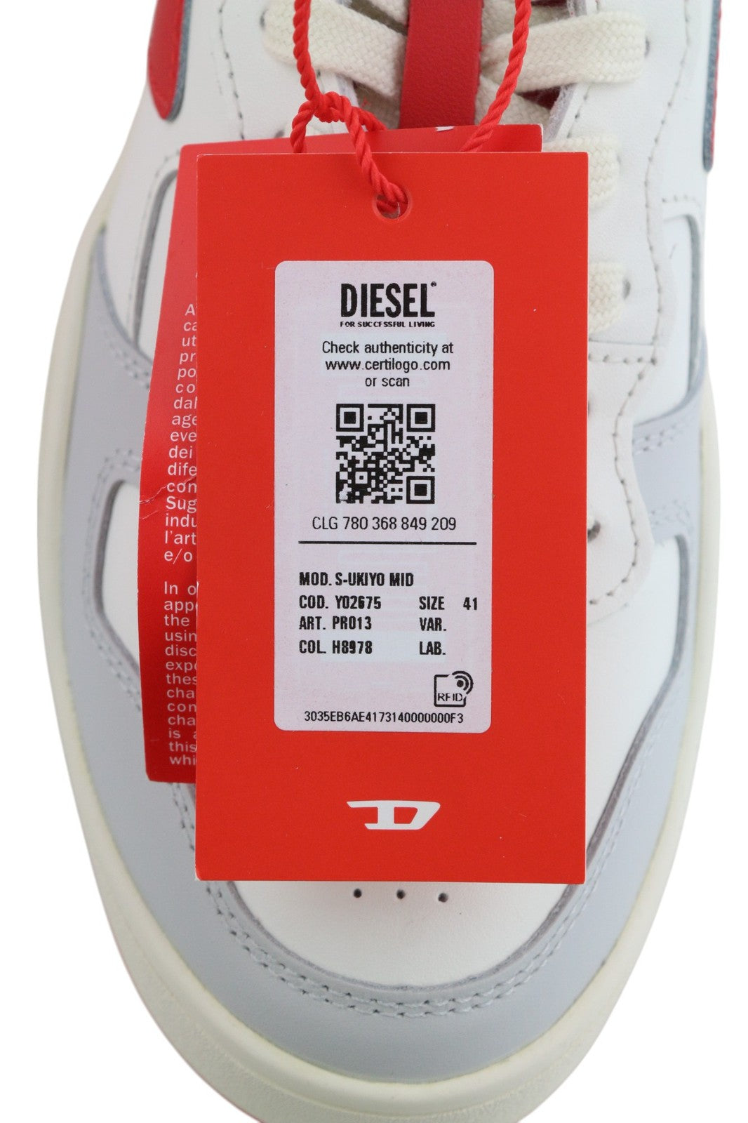 DIESEL S-Ukiyo Mid vyriški sportbačiai, EU41, šviesios odos, suvarstomi, RRP 140 € 